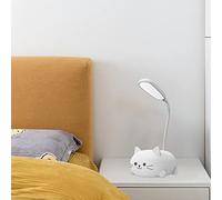 AVZYARDY Veilleuse pour enfants, lampe de bureau LED, lampe mignonne pliable en forme de chat, lampe de chevet rechargeable par USB, protection des yeux, lampe de bureau, col de cygne réglab
