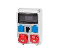 AW-TOOLS Répartiteur mural 2 x 230 V/16 A & 2 x CEE32 A/400 V Interrupteur principal câblé ou fusible