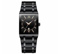 Aw1361-01e Montre carrée en acier inoxydable avec date analogique à quartz pour homme et femme, E, taille unique