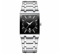 Aw1361-01e Montre carrée en acier inoxydable avec date analogique à quartz pour homme et femme, G, taille unique