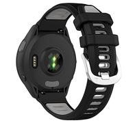 AWADUO Bracelet de rechange en silicone de 18 mm compatible avec Garmin Forerunner 265S/255S/255S Music (noir + gris)