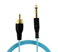 Awaduo - Câble doré à clip de tatouage professionnel en caoutchouc - 6,35 mm vers RCA OD 2.2 - Pour stylo de tatouage / machine à tatouage rotative (bleu/1,8 m)