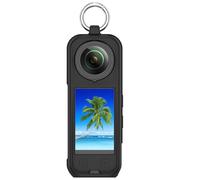 AWADUO Coque de protection en silicone compatible avec Insta360 X5 - Sangle de cou - Résistante aux chocs - Boîtier intégral stabilisé - Accessoire de caméra d'action sportive (noir)