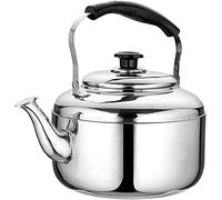 AWAING Bouilloire Sifflante Bouilloires de Camping en théière en Acier Inoxydable pour siffler sur la cuisinière à Eau bouillante avec poignée Ergonomique Bouilloire INOX(Color:Silver;Size:5L)