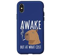 Awake But at What Cost - Capybara Humoristique fumant Coque pour iPhone X/XS