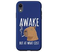 Awake But at What Cost - Capybara Humoristique fumant Coque pour iPhone XR