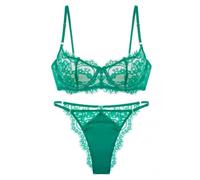 Awake Lingerie Mabel Charmant Soutien-Gorge et Culotte en Satin et Dentelle Florale, Ensemble sous-vêtements Soyeux Vêtements de Nuit Elégants pour Femmes