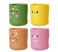 awakentti Lot de 4 gobelets à brosse à dents incassables pour enfants, adorables accessoires de salle de bain, 300 ml, support et gobelet pour enfants, garçons, filles