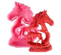awakentti Moule en silicone 3D en forme d'animal - Moules à chocolat en silicone - Moule à bougie en forme de tête de cheval - Moule en silicone pour loisirs créatifs - Moules en silicone pour les