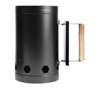 awakentti Tonneau de feu, cage de combustion en tonneau, foyer en forme de tonneau antirouille, tambour de combustion, bouclier thermique et poignées en bois, seau incinérateur en métal pour foyer