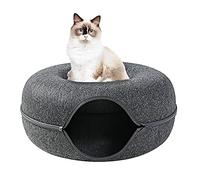 awakentti Tunnel pour chat d'intérieur - Résistant aux rayures - Amovible - Rond - En feutre - Avec trou de regard - Lavable - Universel - Pour toutes les saisons - Niche pour chat et grotte pour chat
