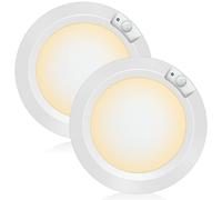 Awanber Plafonnier LED Alimenté par Batterie Avec Détecteur de Mouvement, 210Lm 3000K éclairage de Placard à Piles Pour Garde-Manger, Armoire, Salle de Bain, Cage d'escalier, Paquet de 2