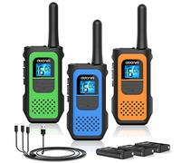 AWANFI Talkie Walkie Longue Portée Enfants Adultes 3 Pièces, Talkie-Walkie Rechargeable avec 16 Canaux Radio à 2 Voies Écran LCD, Walkie Talkie USB Type C avec VOX pour Jeu d'Aventure, Randonneé, Vélo