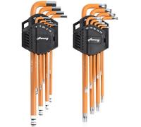 Awang 18 PCS Clés Allen Clés Hexagonales 1,5-10mm et Cles Torx T10-T50 Jeu de clés hex et Torx Clés Hex Clef Torx en Acier au Chrome-Vanadium pour Réparation de Vélos