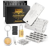 AWANGUARD Premiere - Bitcoin Steel Wallet, 24 x Seed Phrase Recovery Key Backup, Offline Crypto Wallet, Cold Krypto Seeds Storage - Compatible Avec Tous les Portefeuilles BIP39