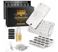 AWANGUARD Premiere Lite - Bitcoin Steel Wallet, 24 x Seed Phrase Recovery Key Backup, Offline Crypto Wallet, Cold Krypto Seeds Storage - Compatible Avec Tous les Portefeuilles BIP39