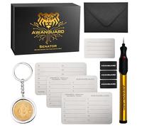 AWANGUARD Senator - 3x24 SEED Phrase Portefeuille Bitcoin en Acier pour Cryptomonnaies Phrase de Récupération +Stylo à Graver + Plaque de Test.Compatible avec Tous les Portefeuilles de Cryptomonnaies.