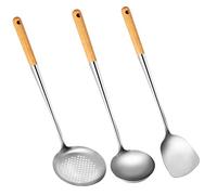 AWAOVV Spatule et louche, louche pour wok, 43,2 cm, spatule pour wok, spatule en acier inoxydable 304