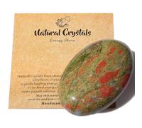 AWARDSEN 2.4" Unakite Pierre Preciusee Grand Cristal de Pierre de Palme Polie Reiki Cristaux Pierre Naturelle Gemme Inquiétude équilibre énergétique Soulagement du Stress Cadeau pour Femme