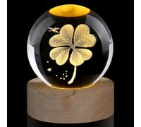 AWARDSEN Boule de cristal de 60 mm - Trèfle à quatre feuilles - Porte-bonheur - Pierre porte-bonheur - Presse-papiers - Décoration d'anniversaire pour femme - Boule en cristal - Petits cadeaux