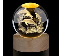 AWARDSEN Boule de verre décorative de 60 mm en forme de dauphin, boule à neige, boule de cristal en verre, presse-papier avec dauphin - Un cadeau pour les amoureux des animaux