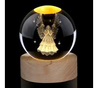AWARDSEN Boule de verre décorative en forme d'ange - 60 mm - Boule de cristal - Lampe en verre - Presse-papier - Cadeau pour enfant - Pour naissance, Pâques, baptême
