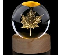 AWARDSEN Boule en verre décorative de 60 mm avec feuilles d'érable, boule de cristal d'automne, Crystal Ball, presse-papier boule en verre décorative boule en verre déco