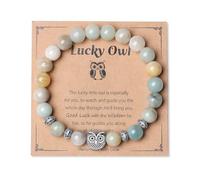 AWARDSEN Bracelets à thème animal en cristal de 8 mm pour femmes, bracelets de charme porte-bonheur pour femme éléphant, chouette, tortue, chat pour un prompt rétablissement, sagesse, voyage en toute