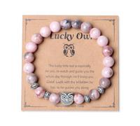 AWARDSEN Bracelets à thème animal en cristal de 8 mm pour femmes, bracelets de charme porte-bonheur pour femme avec éléphant, chouette, tortue, chat pour un prompt rétablissement, sagesse, voyage en