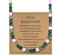 AWARDSEN Collier de perles de cristal de guérison pour homme, protection contre l'anxiété, bonne chance, voyage sûr, bijoux spirituels cadeaux pour fête des mères, fête des pères, anniversaire, Noël