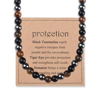 AWARDSEN Collier de perles de cristal de guérison pour homme, protection contre l'anxiété, bonne chance, voyage sûr, bijoux spirituels cadeaux pour fête des mères, fête des pères, anniversaire, Noël