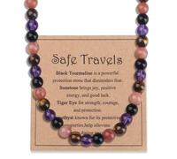 AWARDSEN Collier de perles de cristal de guérison pour homme, protection contre l'anxiété, bonne chance, voyage sûr, bijoux spirituels cadeaux pour fête des mères, fête des pères, anniversaire, Noël