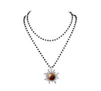 AWARDSEN Collier gothique en cristal avec pendentif soleil punk hip-hop Halloween Noël Nouvel An fête gothique bijoux pour femme vampire cosplay amoureux homme, Acier inoxydable