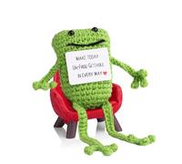 AWARDSEN Grenouille positive avec carte de motivation faite à la main, animaux positifs au crochet, cadeaux amusants pour femmes et hommes