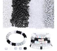 AWARDSEN Lot de 970 perles noires à enfiler pour bracelets, bijoux, colliers, bricolage