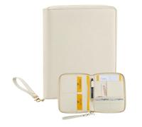 AWASG Organiseur de voyage pour documents de famille, étui de passeport, carnet de vaccination, étui en cuir synthétique, plusieurs compartiments, beige, Einheitsgröße, Moderne