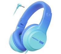 awatrue Casque Audio Enfant, 74/85/94dB Volume Sécurisé Casque Filaire Enfant, Son Stéréo, Pliable, 3.5 mm Jack Over Ear Casque pour Enfants pour Ipad/Voyage/Tablette/Téléphone (Bleu)