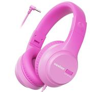 awatrue Casque Audio Enfant, 74/85/94dB Volume Sécurisé Casque Filaire Enfant, Son Stéréo, Pliable, 3.5 mm Jack Over Ear Casque pour Enfants pour Ipad/Voyage/Tablette/Téléphone (Rose)