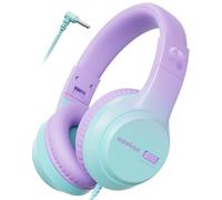 awatrue Casque Audio Enfant, 74/85/94dB Volume Sécurisé Casque Filaire Enfant, Son Stéréo, Pliable, 3.5 mm Jack Over Ear Casque pour Enfants pour Ipad/Voyage/Tablette/Téléphone (Violet Vert)