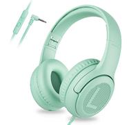 awatrue Casque Audio Enfant, Casque Enfant Filaire avec Volume Limité 85/94db, Fil 3.5 Mm, Pliable, Partager l’Audio, Micro Integré pour Ipad/Voyage/Tablette/Téléphone, Vert