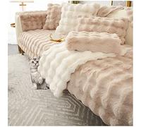 AWAV Couvre Canapé d'angle, NNSMUN Housse de Canapé en Peluche Lapin épais 1/2/3/4 Places en Forme de L, Housse de Canapé Universelle Antidérapante en Fausse Fourrure (Kaki,110x110cm)