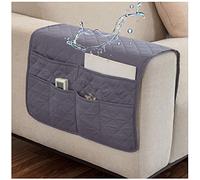 AWAV Organiseur pour Canapé et Fauteuil Imperméable et Antidérapant Sofa Accoudoir 6 Poches Support Organisateur de Chevet pour Tablette, téléphone, Tablette, Livre, télécommande TV (Gris)
