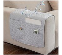 AWAV Organiseur pour Canapé et Fauteuil Imperméable et Antidérapant Sofa Accoudoir 6 Poches Support Organisateur de Chevet pour Tablette, téléphone, Tablette, Livre, télécommande TV (Gris Clair)