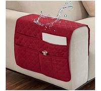 AWAV Organiseur pour Canapé et Fauteuil Imperméable et Antidérapant Sofa Accoudoir 6 Poches Support Organisateur de Chevet pour Tablette, téléphone, Tablette, Livre, télécommande TV (Vin Rouge)