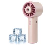AWAVE ElecTrust Ventilateur Portable avec Eau et Batterie Rechargeable USB, 3 Vitesses, Mini Ventilateur Brumisateur avec Eau, Petit Ventilateur pour Bureau Voyage Camping, Rosé