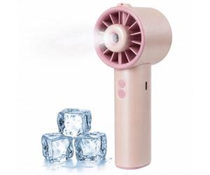 AWAVE ElecTrust Ventilateur Portable avec Eau et Batterie Rechargeable USB, 3 Vitesses, Mini Ventilateur Brumisateur avec Eau, Petit Ventilateur pour Bureau Voyage Camping, Rosé
