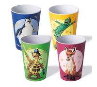 AWAVE L'École des Animaux Magiques Gobelet Enfant 250 ml Set 4 pièces, Vaisselle Réutilisable sans BPA Tasse pour Enfants en rPET, Rabbat Juri Henrietta Caspar, Passe au lave-vaisselle