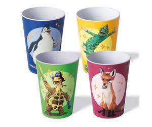 AWAVE L'École des Animaux Magiques Gobelet Enfant 250 ml Set 4 pièces, Vaisselle Réutilisable sans BPA Tasse pour Enfants en rPET, Rabbat Juri Henrietta Caspar, Passe au lave-vaisselle