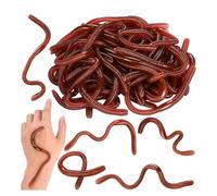 AWAVM 10 Pcs Fake Earthworm, Soft Stretchy Toys Realistic Fake Worms Plastic Lifelike Worm Prank Trick Toy for Halloween Decoration April Fools Day Party Favor Gifts