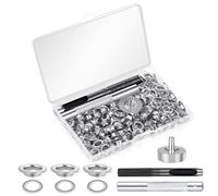 AWAVM 120PCS Ensembles Oeillets 14mm Oeillets en Métal Grommet Kit avec 3 Outils d'Installation et Boîte de Rangement pour DIY Couture Chaussures Ceintures Sacs à Dos Vêtements Tentes
